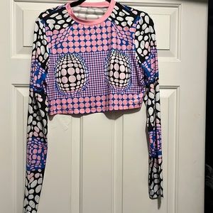 Abstract multiple color crop top